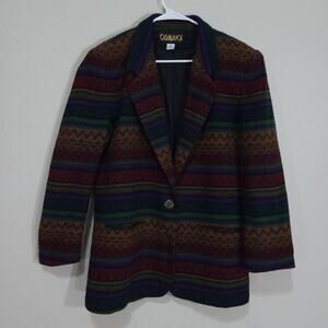 Vintage Blazer Casablanca Womens 12 Wool Blend Southwest Aztec 80s 90s C…